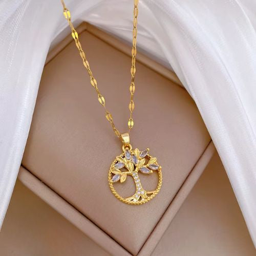 Pendentif Arbre de Vie Doré – Lumière, Harmonie et Élégance