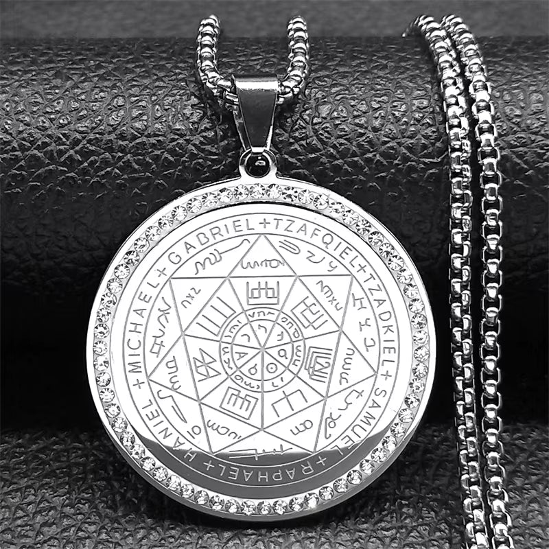 Pendentif Talisman des 7 Archanges Argenté – Protection, Équilibre et Lumière Spirituelle