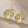 Boucles d’Oreilles « Arbre de Vie Lunaire » – Doré & Pierre Turquoise