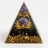 Orgonite Lotus Améthyste obsidienne- 6cm