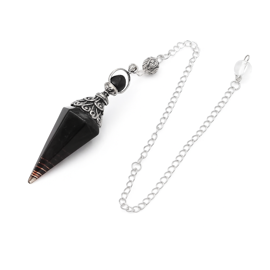 Pendule Divinatoire en Résine et Obsidienne Noire