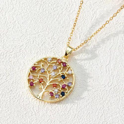 Pendentif Arbre de Vie Doré Multicolore – Vitalité, Énergie Positive et Harmonie