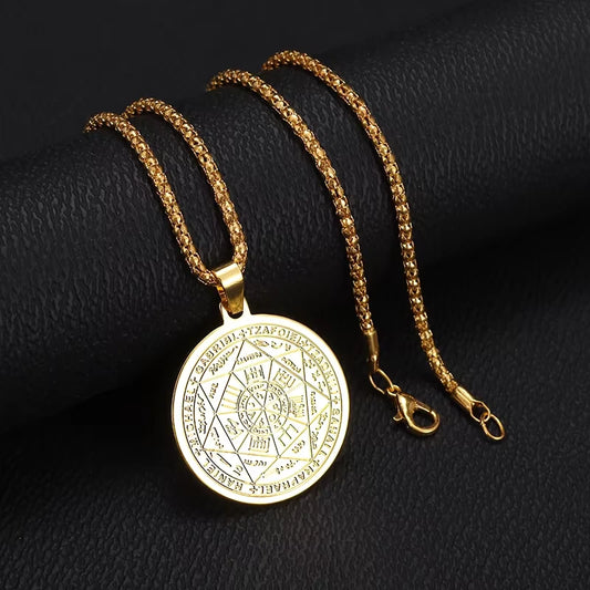 Pendentif Sceau des 7 Archanges Doré – Protection Divine, Lumière et Harmonisation Spirituelle