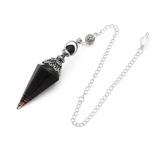 Pendule Divinatoire en Résine et Obsidienne Noire