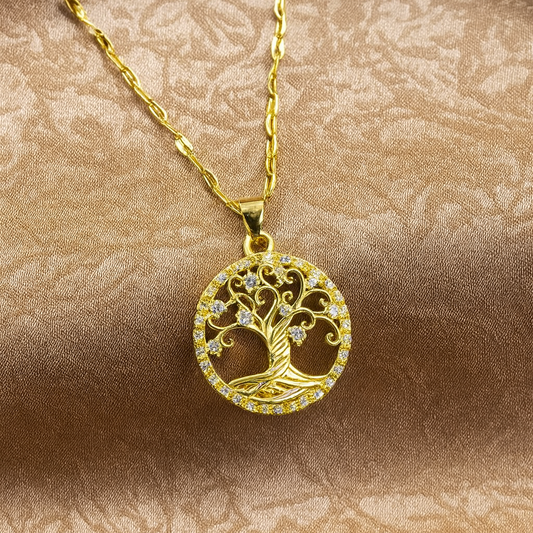 Pendentif Arbre de Vie Doré – Élégance, Énergie et Harmonie Spirituelle