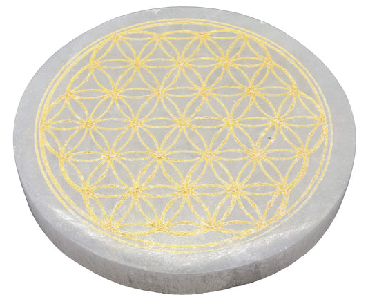 Plaque de Rechargement en Sélénite – Fleur de Vie