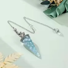 Pendule Divinatoire en Résine et Aigue-Marine