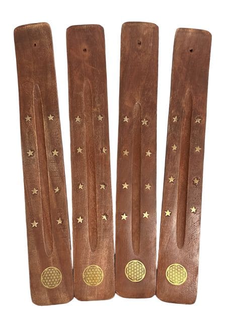 Porte-Encens en Bois – Étoiles & Fleur de Vie